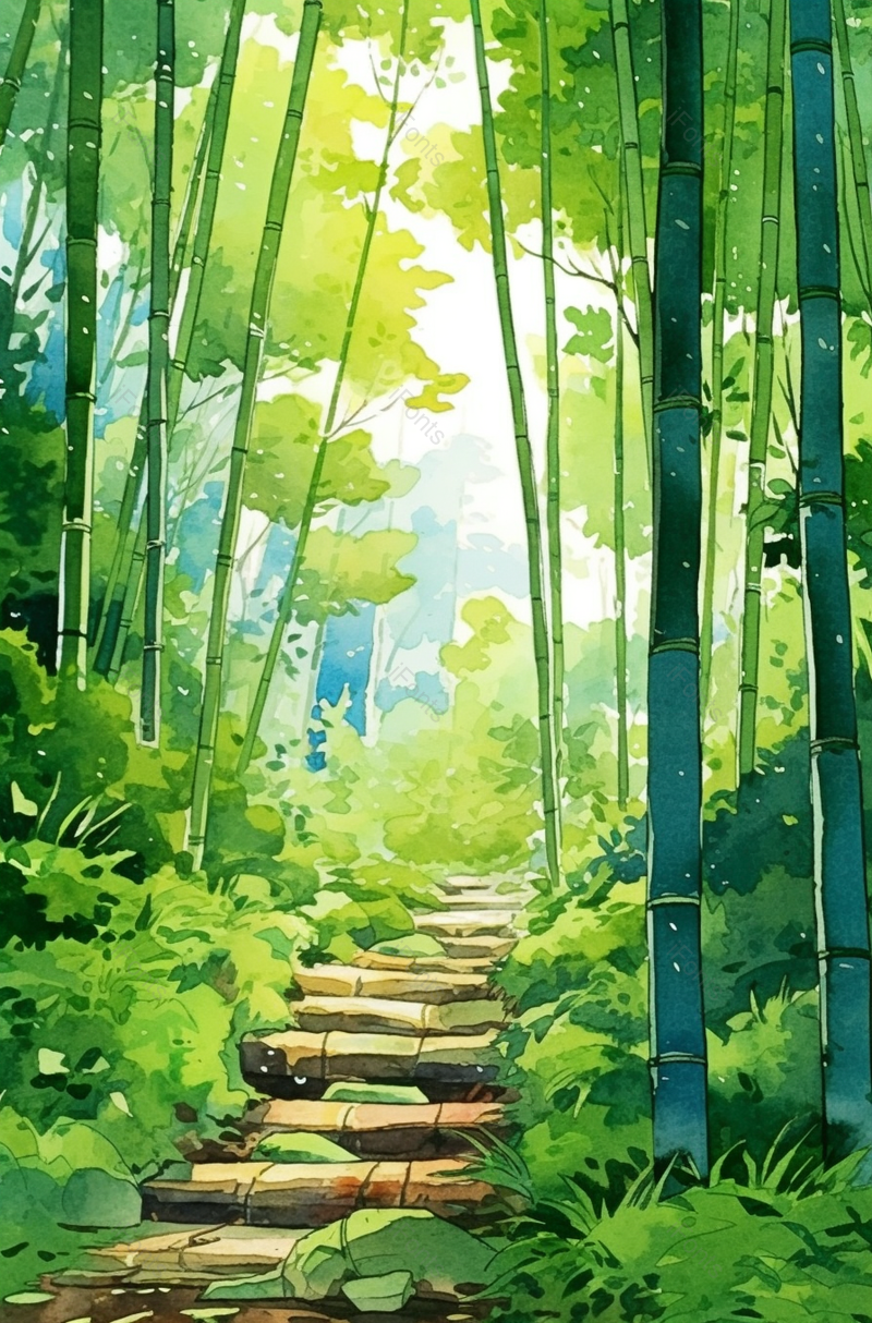 卡通风格插画林中小径抽象画,插画/手绘图,插画/手绘图库,插画/手绘图下载,插画/手绘